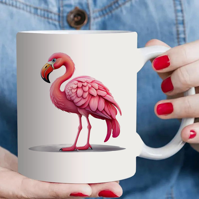 Tailorly White Ceramic 11 oz Mug - flamingo