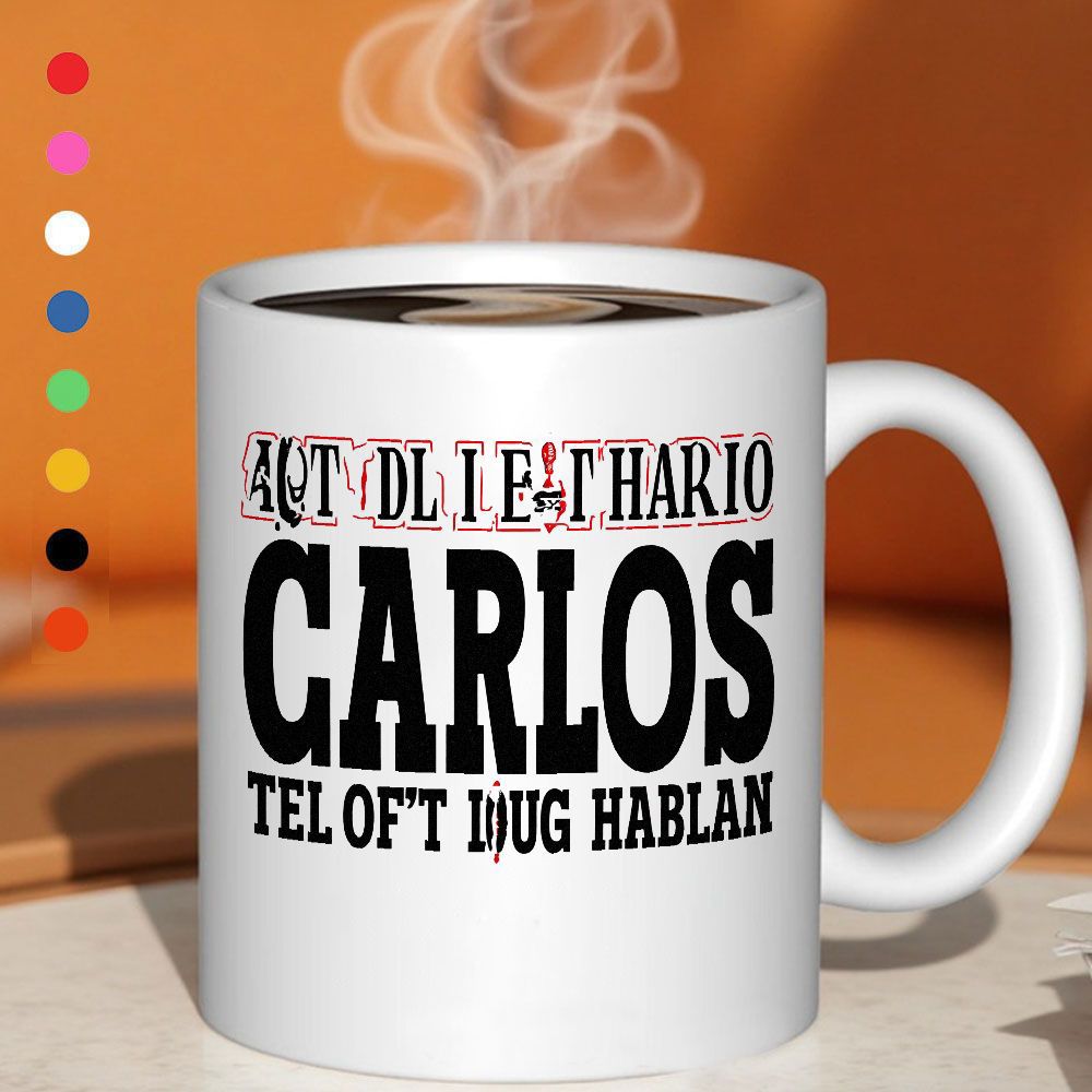 Tailorly White Ceramic 11 oz Mug - text styles act dl i e thario carlos tel oft iug hablan
