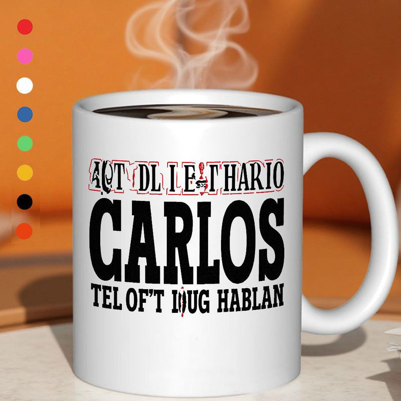 Tailorly White Ceramic 11 oz Mug - text styles act dl i e thario carlos tel oft iug hablan