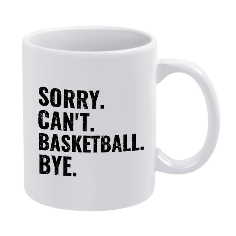 Tailorly White Ceramic 11 oz Mug - basketball with hoop basketball motif