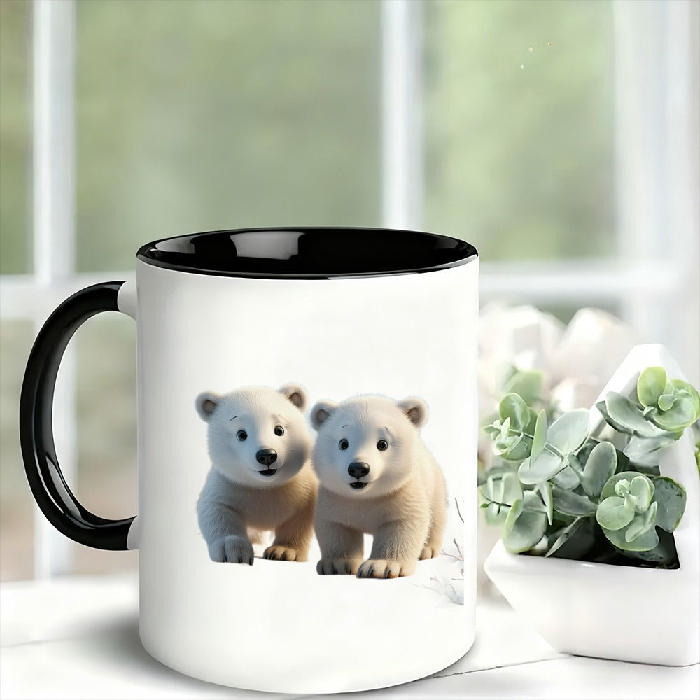 Tailorly Black Accent 11 oz Mug - adorable polar bear