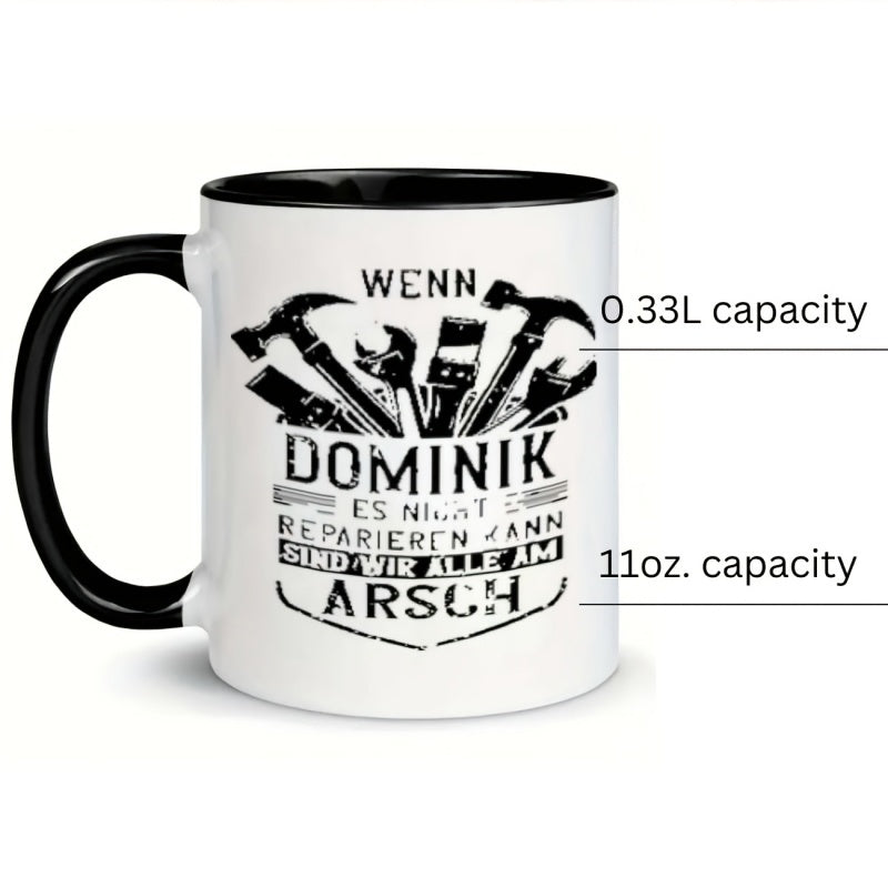 Tailorly Black Accent 11 oz Mug - 1pc funny mug 11 oz ceramic water cup ideal for office wedding and christmas gifts reusable hand wash
