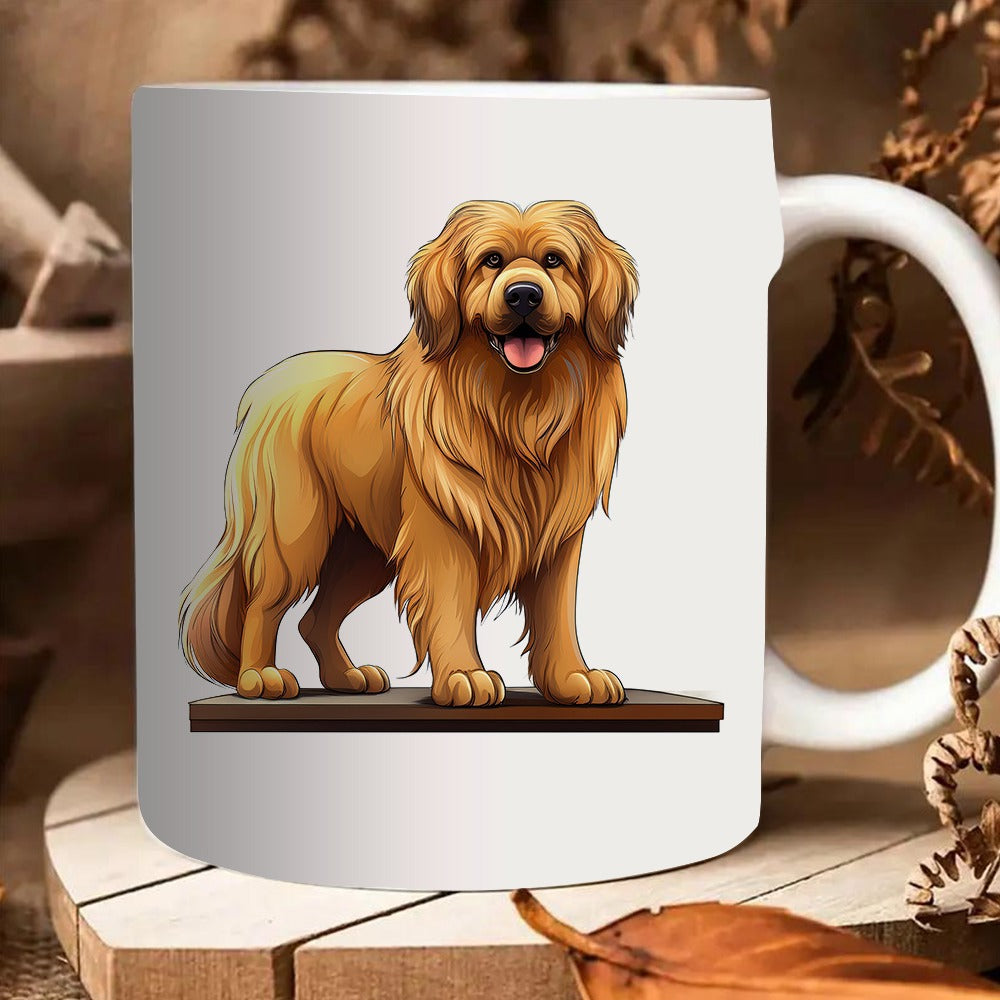 Tailorly White Ceramic 11 oz Mug - golden retriever dog portrait