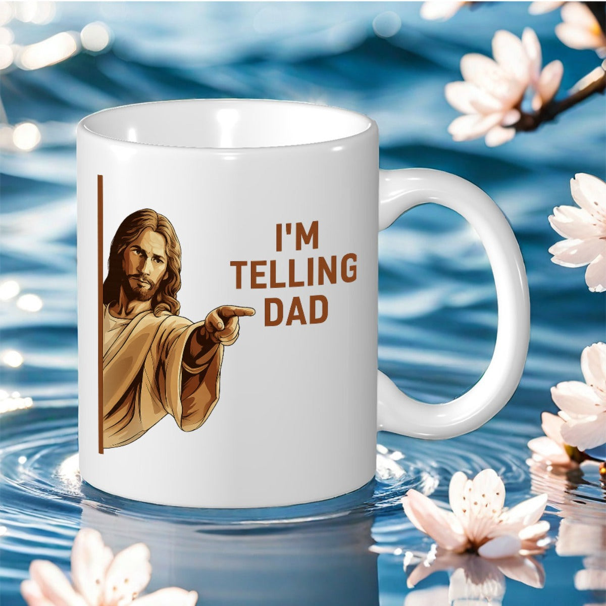 Tailorly White Ceramic 11 oz Mug - inspirational text "i m dad jesus christmas gift halloween gift holiday gift thanksgiving gift birthday gift"