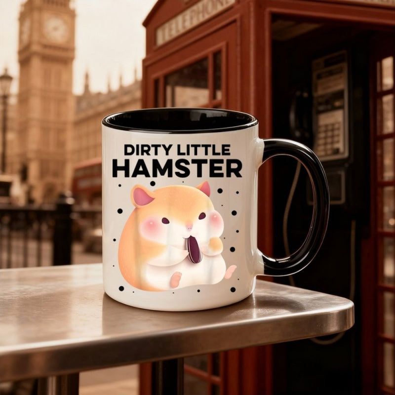 Tailorly Black Accent 11 oz Mug - cartoon hamster