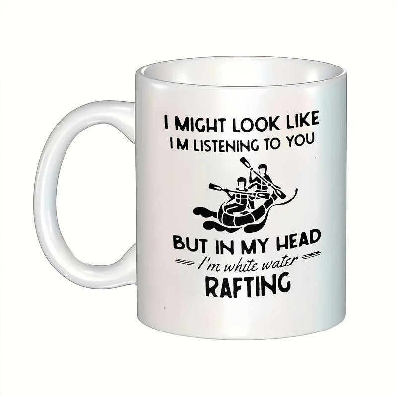 Tailorly White Ceramic 11 oz Mug - 1pc office workers gift creative white water rafting mug ceramic 11oz large capacity ideal for office coffee shop