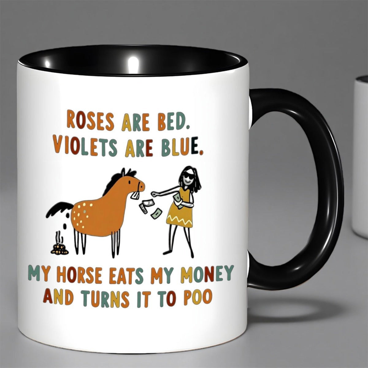Tailorly Black Accent 11 oz Mug - funny with and turns it to poo quote