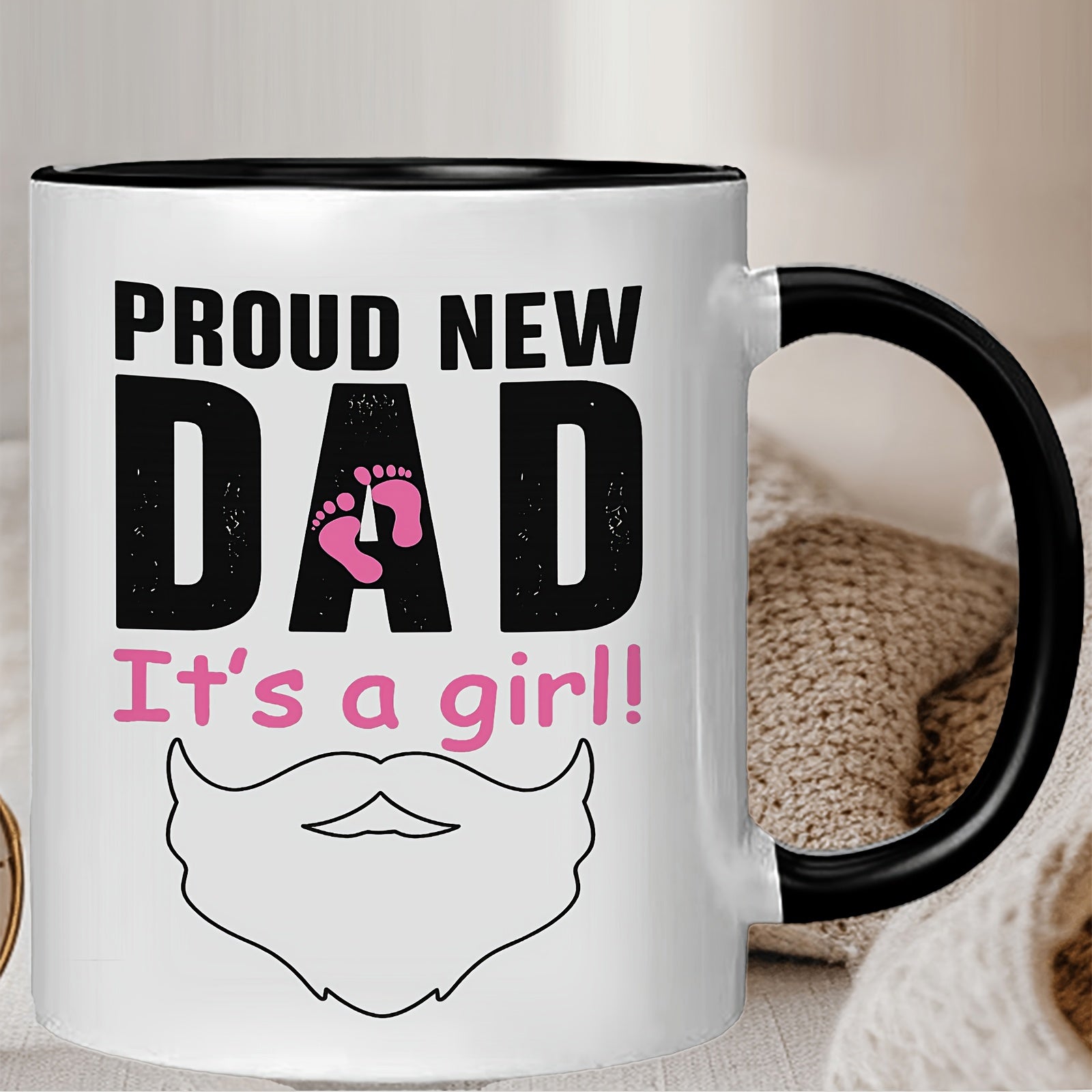 Tailorly Black Accent 11 oz Mug - beard baby footprints