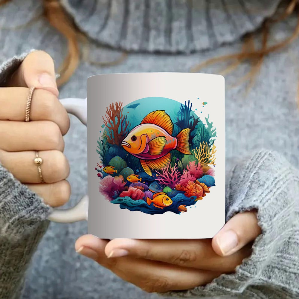 Tailorly White Ceramic 11 oz Mug - colorful coffee mug