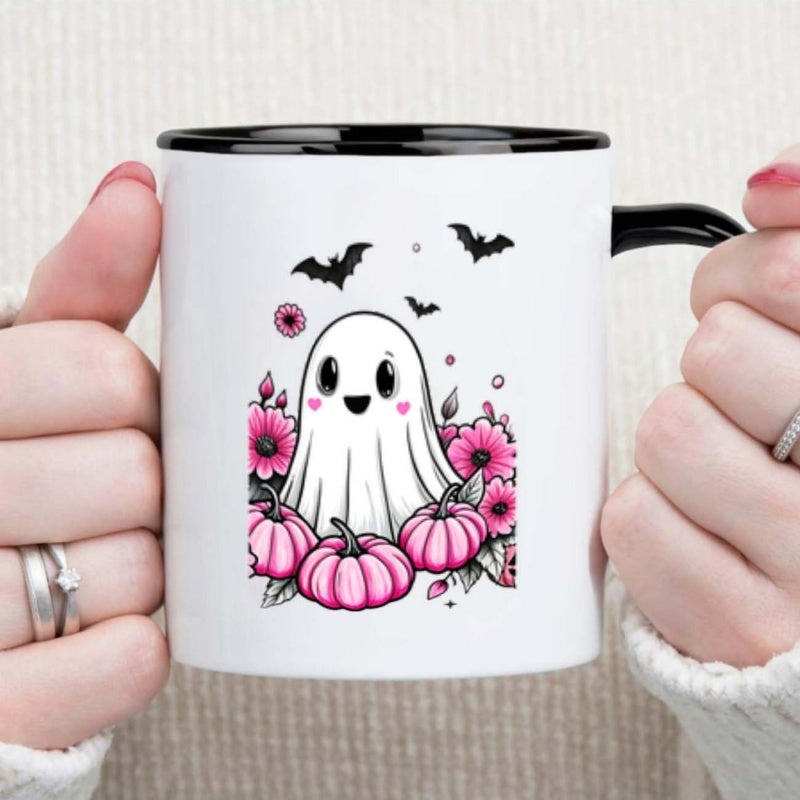 Tailorly Black Accent 11 oz Mug - cute pumpkins bats