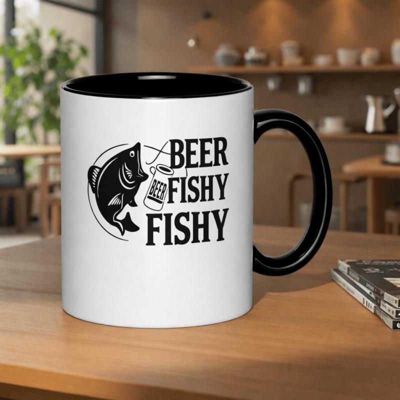 Tailorly Black Accent 11 oz Mug - fishing themed