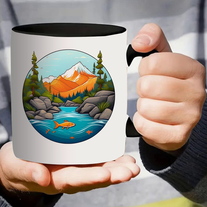 Tailorly Black Accent 11 oz Mug - fish showcasing a scene