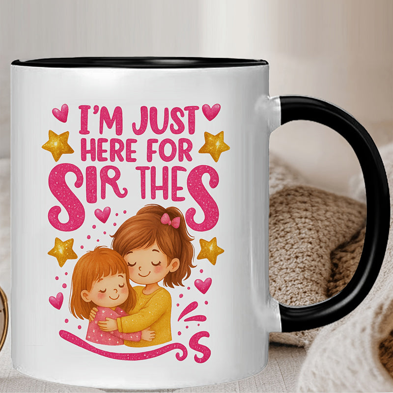 Tailorly Black Accent 11 oz Mug - mother and child illustration