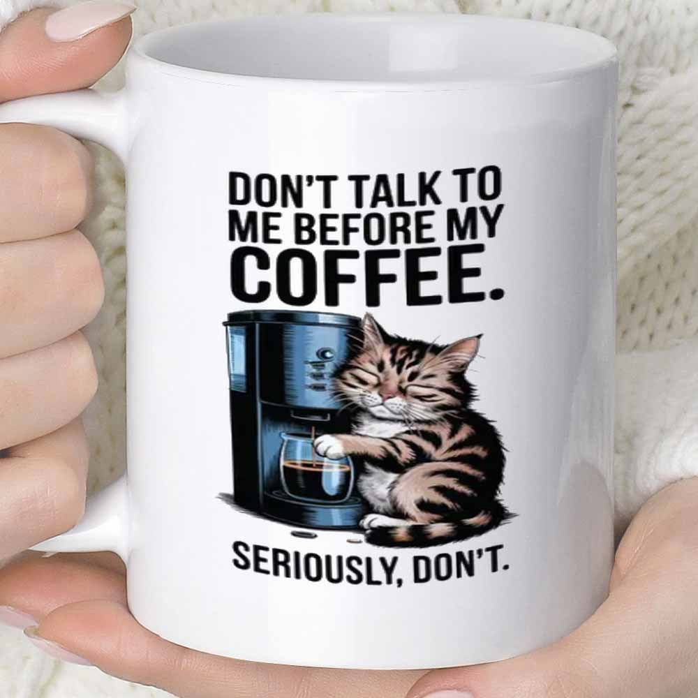 Tailorly White Ceramic 11 oz Mug - cute coffee mug with funny "before" saying