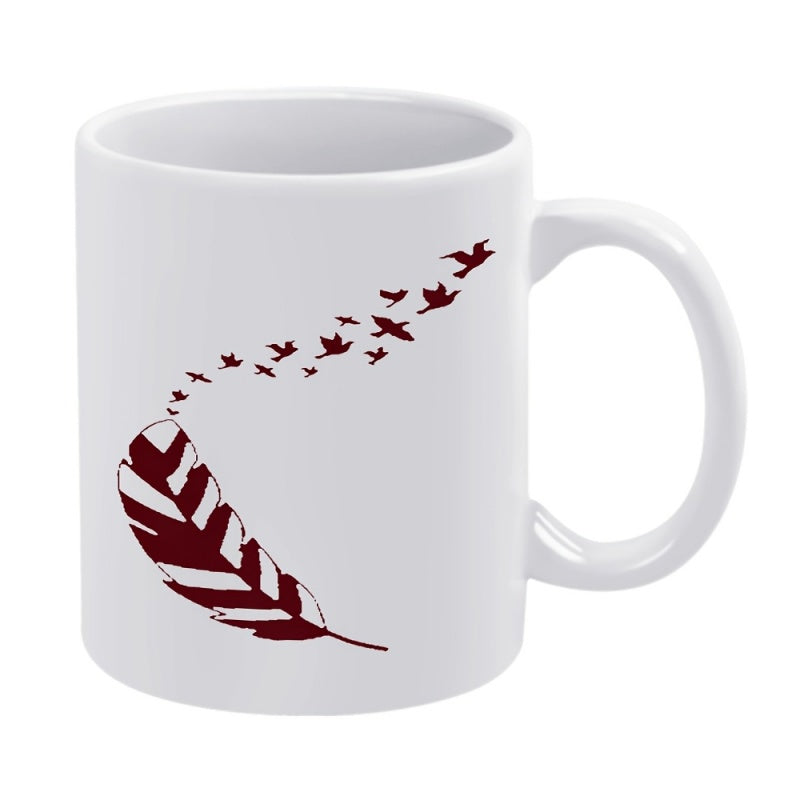 Tailorly White Ceramic 11 oz Mug - feathered bird