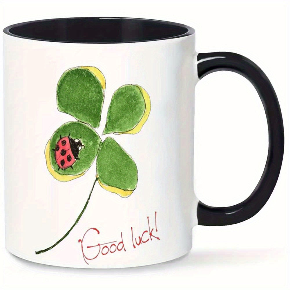 Tailorly Black Accent 11 oz Mug - good luck ladybug