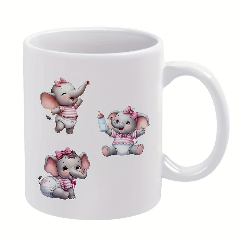 Tailorly White Ceramic 11 oz Mug - elephant