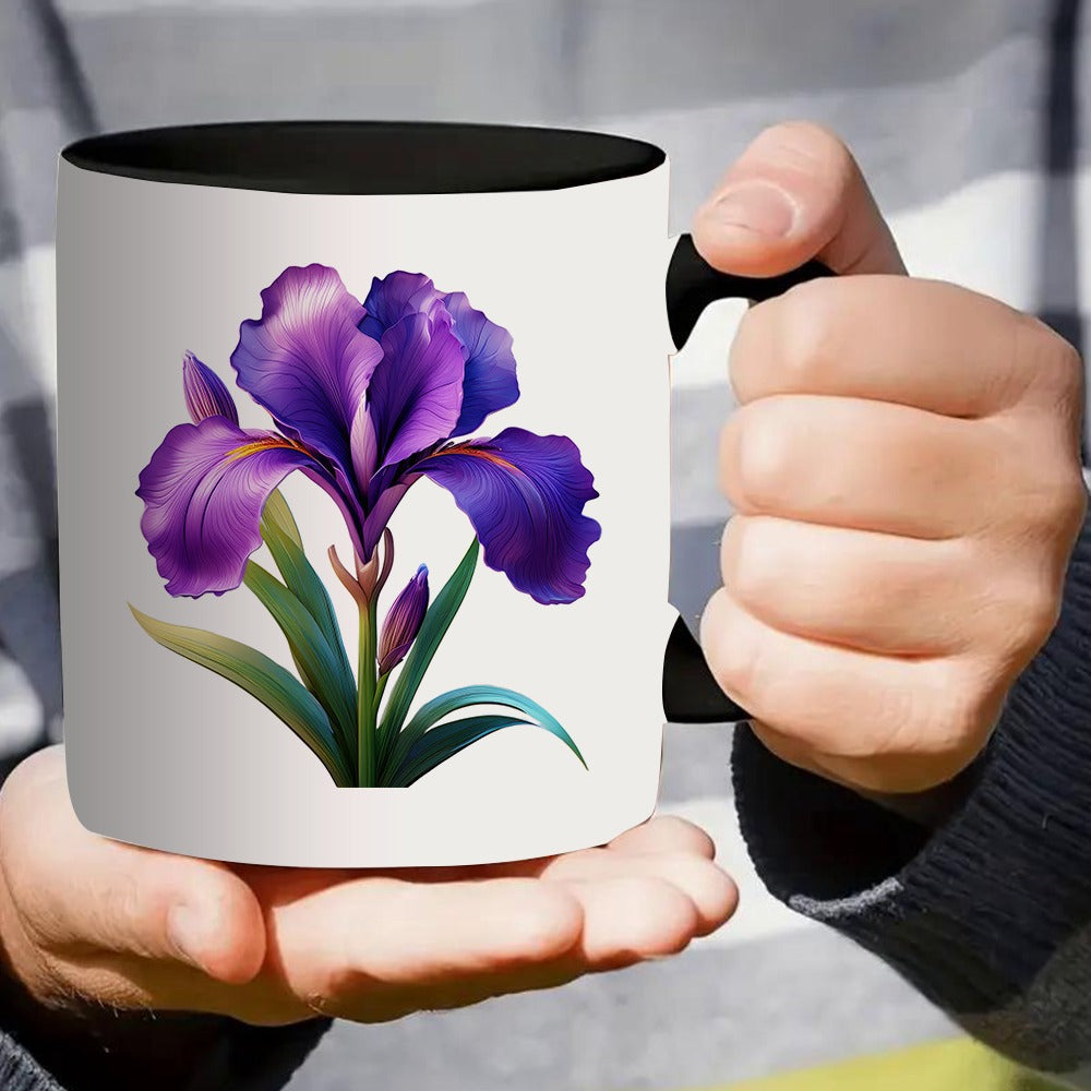 Tailorly Black Accent 11 oz Mug - floral patterned