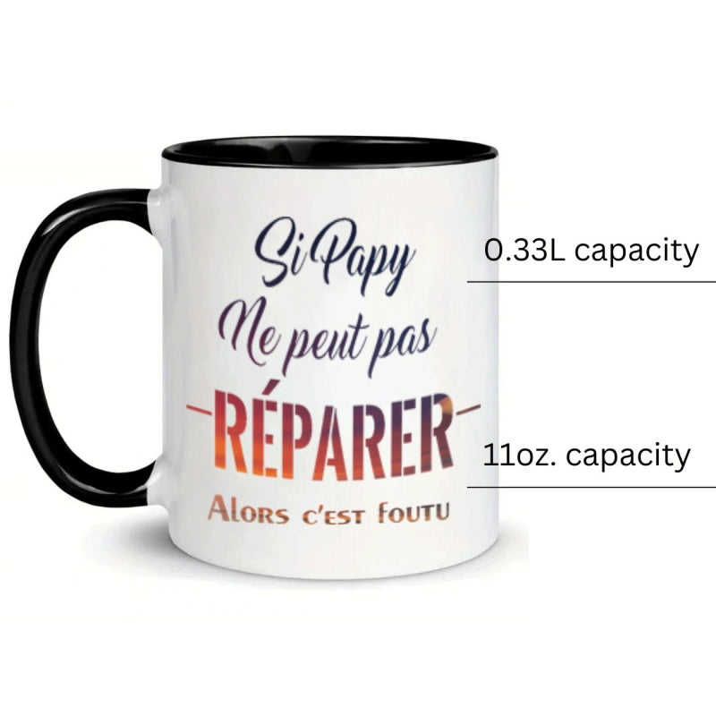 Tailorly Black Accent 11 oz Mug - french text coffee design