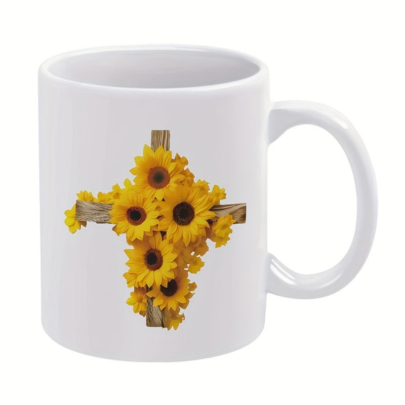 Tailorly White Ceramic 11 oz Mug - sunflower