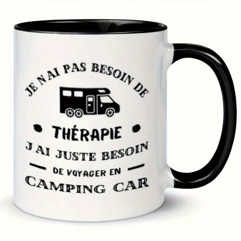 Tailorly Black Accent 11 oz Mug - van themed humorous camping mug