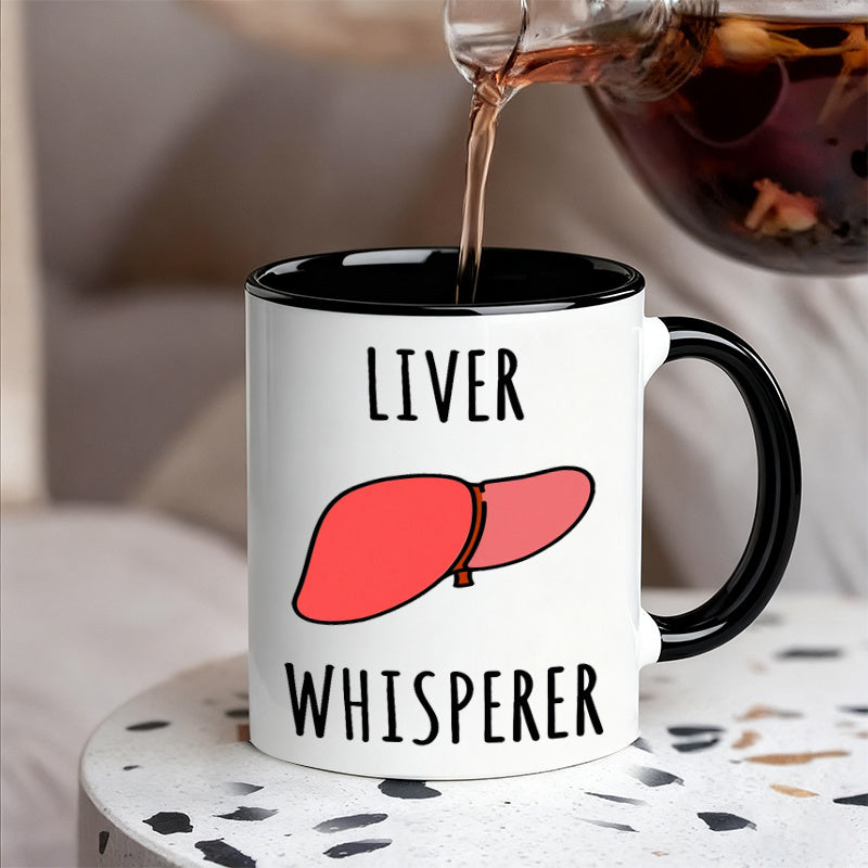 Tailorly Black Accent 11 oz Mug - liver print coffee cup