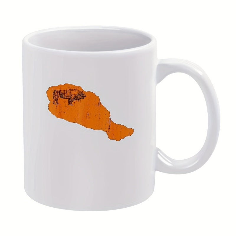 Tailorly White Ceramic 11 oz Mug - an orange