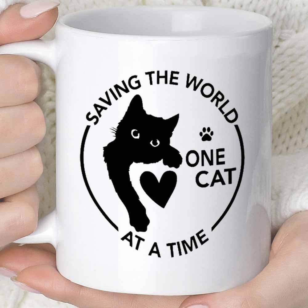 Tailorly White Ceramic 11 oz Mug - quirky cat