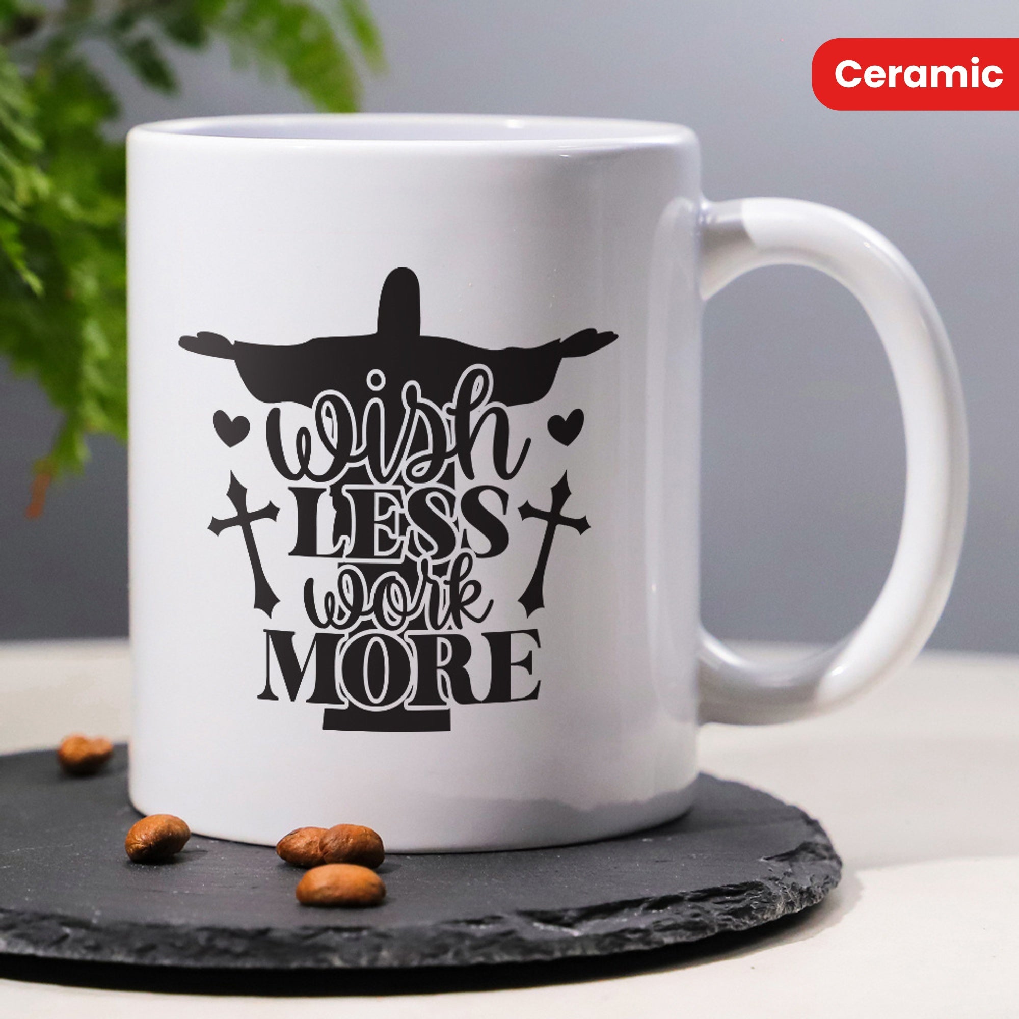 Tailorly White Ceramic 11 oz Mug - cross heart illustrations