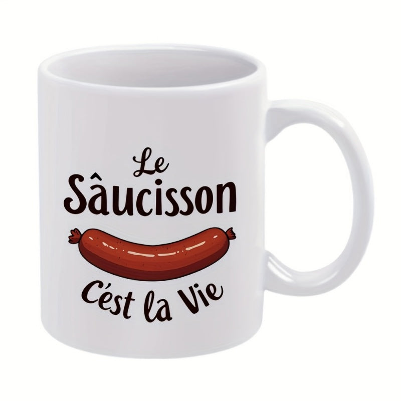 Tailorly White Ceramic 11 oz Mug - sausage