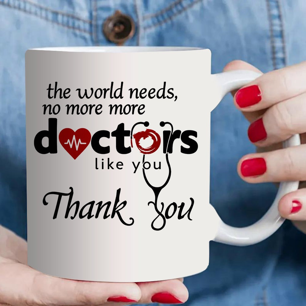 Tailorly White Ceramic 11 oz Mug - thank you gift with stethoscope