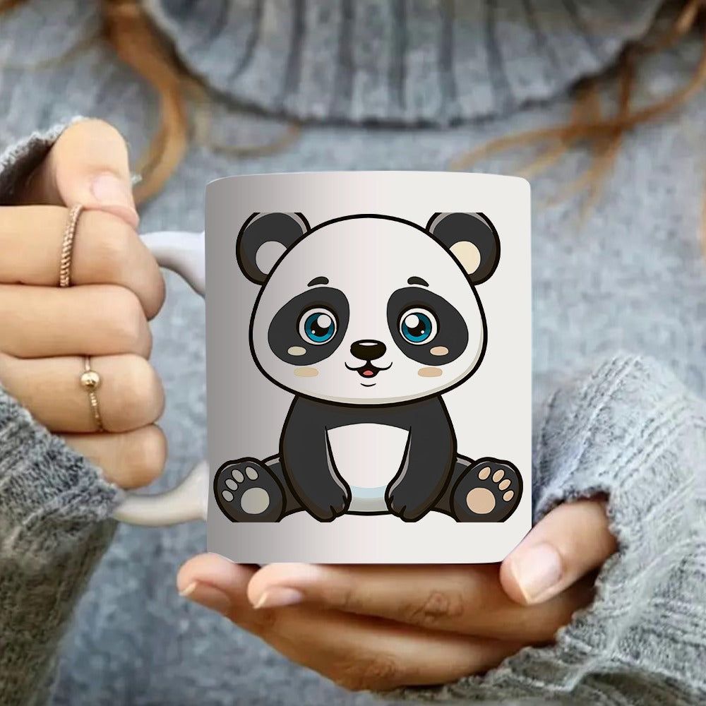 Tailorly White Ceramic 11 oz Mug - cute panda design