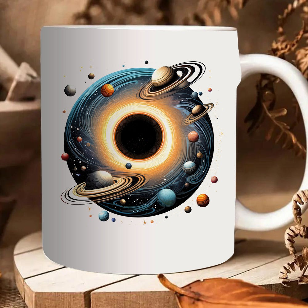 Tailorly White Ceramic 11 oz Mug - planets