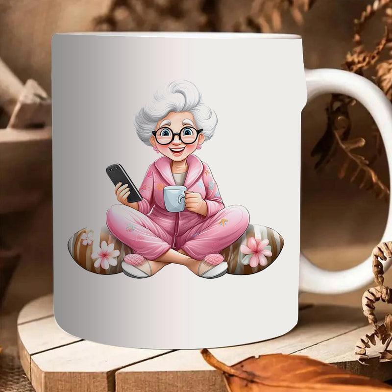 Tailorly White Ceramic 11 oz Mug - elegant floral pattern