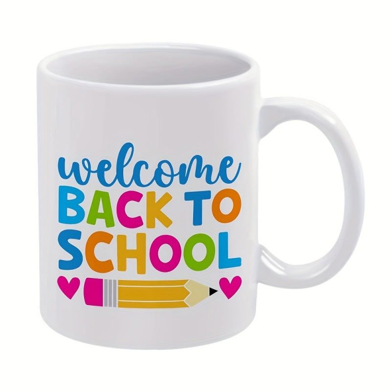 Tailorly White Ceramic 11 oz Mug - welcome school pencil