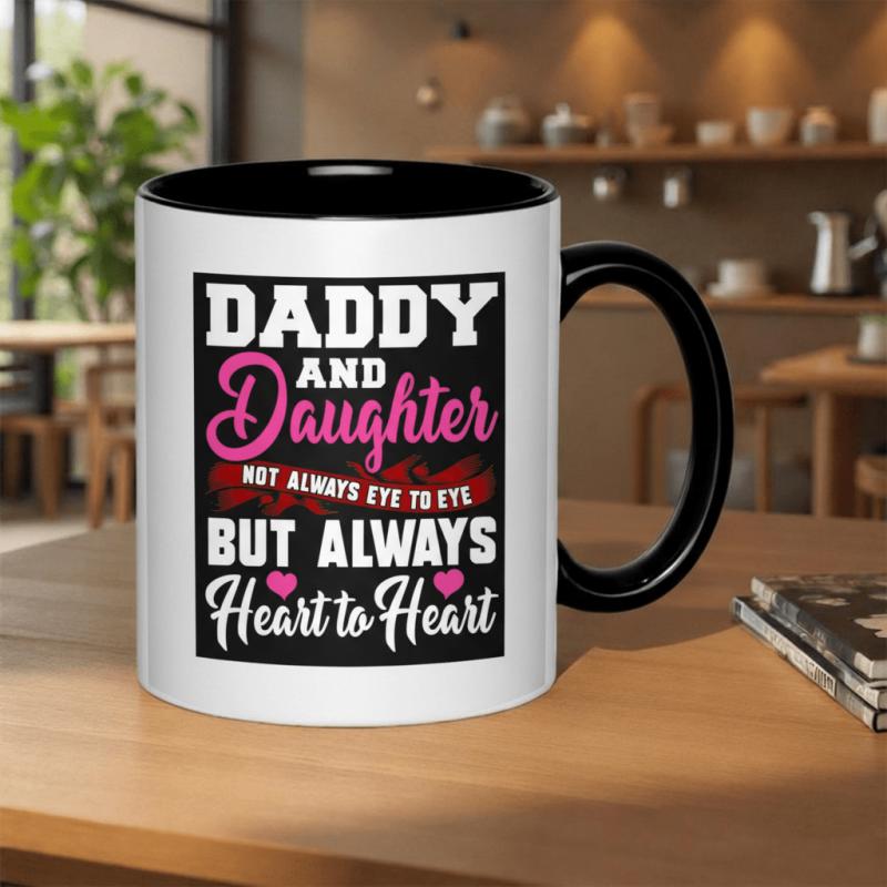Tailorly Black Accent 11 oz Mug - daddy and daughter not but 11oz printed ceramic mug coffee cups ceramic microwave safe black handles black