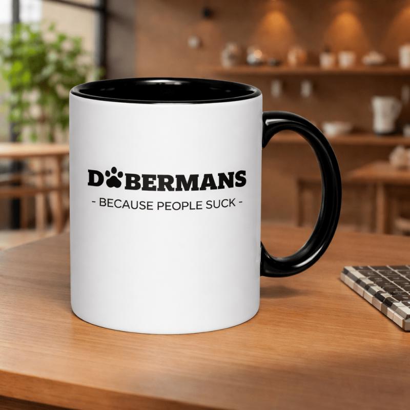 Tailorly Black Accent 11 oz Mug - dobermans dog lover gift 11oz printed ceramic mug coffee mug with print mug white ceramic unique abstract