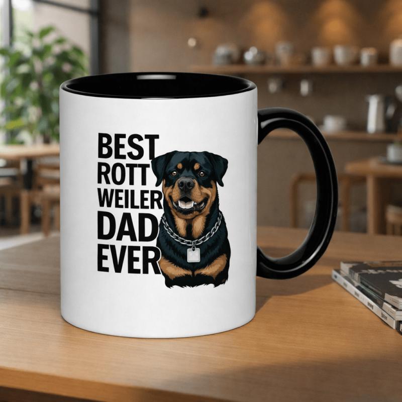 Tailorly Black Accent 11 oz Mug - rottweiler dad text