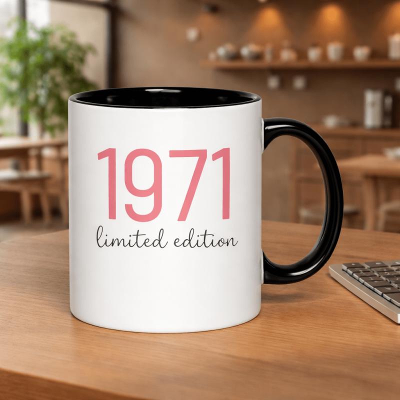 Tailorly Black Accent 11 oz Mug - 1971 edition year