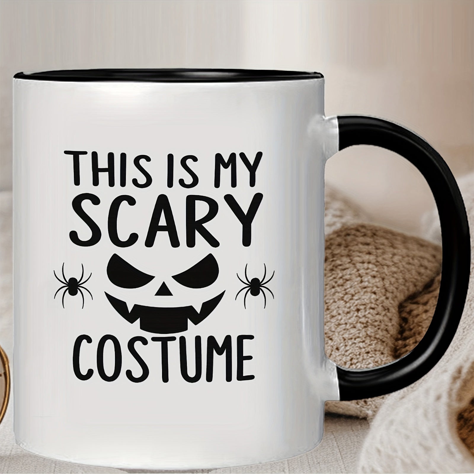Tailorly Black Accent 11 oz Mug - scary costume with spider