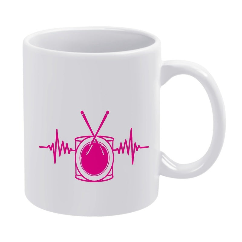 Tailorly White Ceramic 11 oz Mug - drum heartbeat