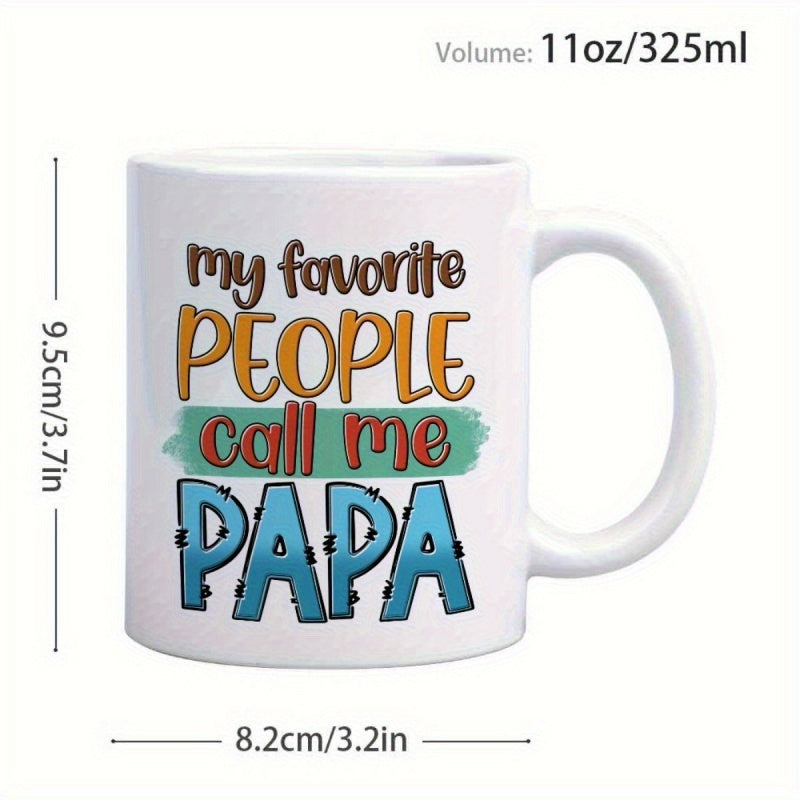 Tailorly White Ceramic 11 oz Mug - people papa colorful lettering