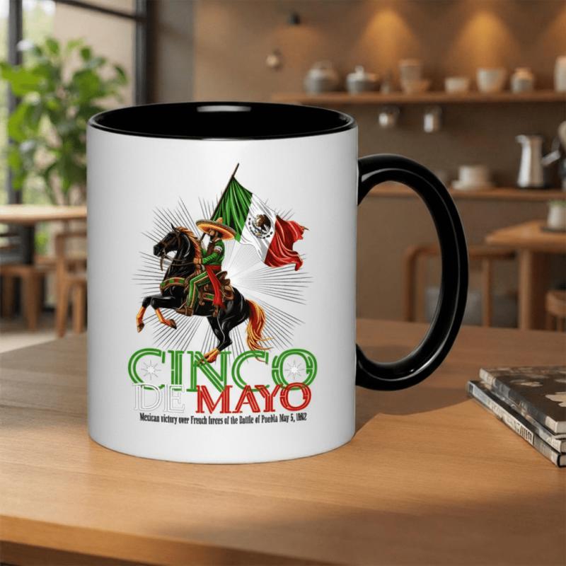 Tailorly Black Accent 11 oz Mug - de mayo mexican victory over french of may 5 1862 text