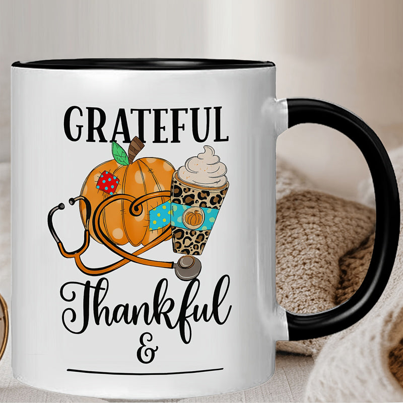 Tailorly Black Accent 11 oz Mug - pumpkin， stethoscope， ice cream