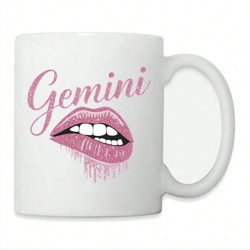 Tailorly White Ceramic 11 oz Mug - sparkling lips and glittering text