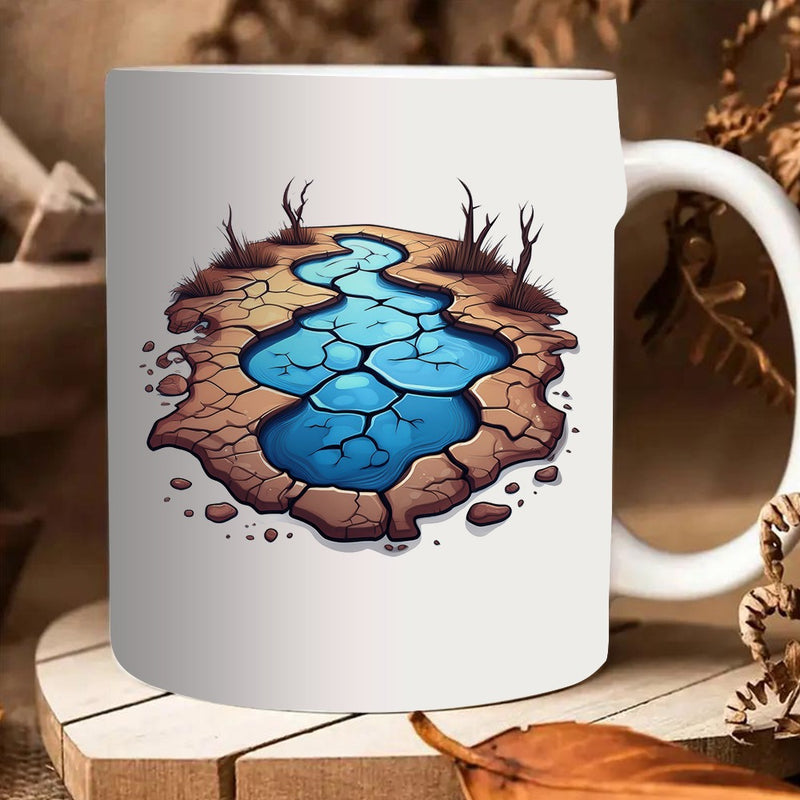 Tailorly White Ceramic 11 oz Mug - 1pc water coffee mug unique artistic ceramic mug for home office reusable ideal for daily use decoration party