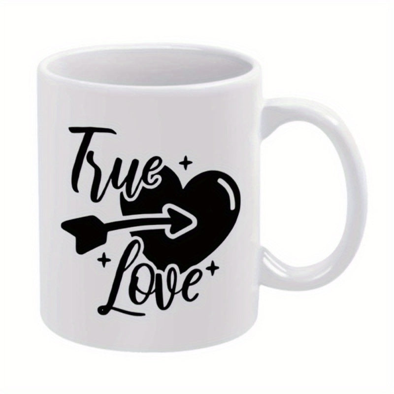 Tailorly White Ceramic 11 oz Mug - heart arrow and stars