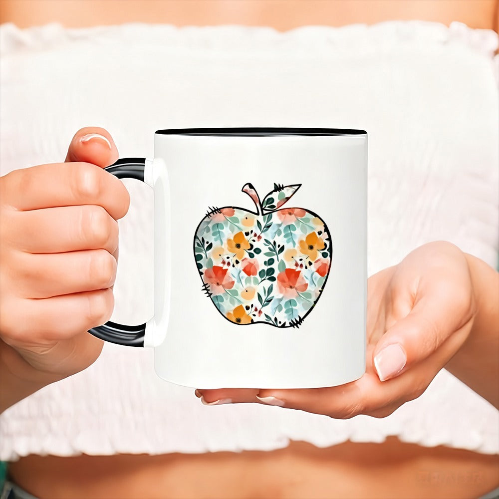 Tailorly Black Accent 11 oz Mug - floral design