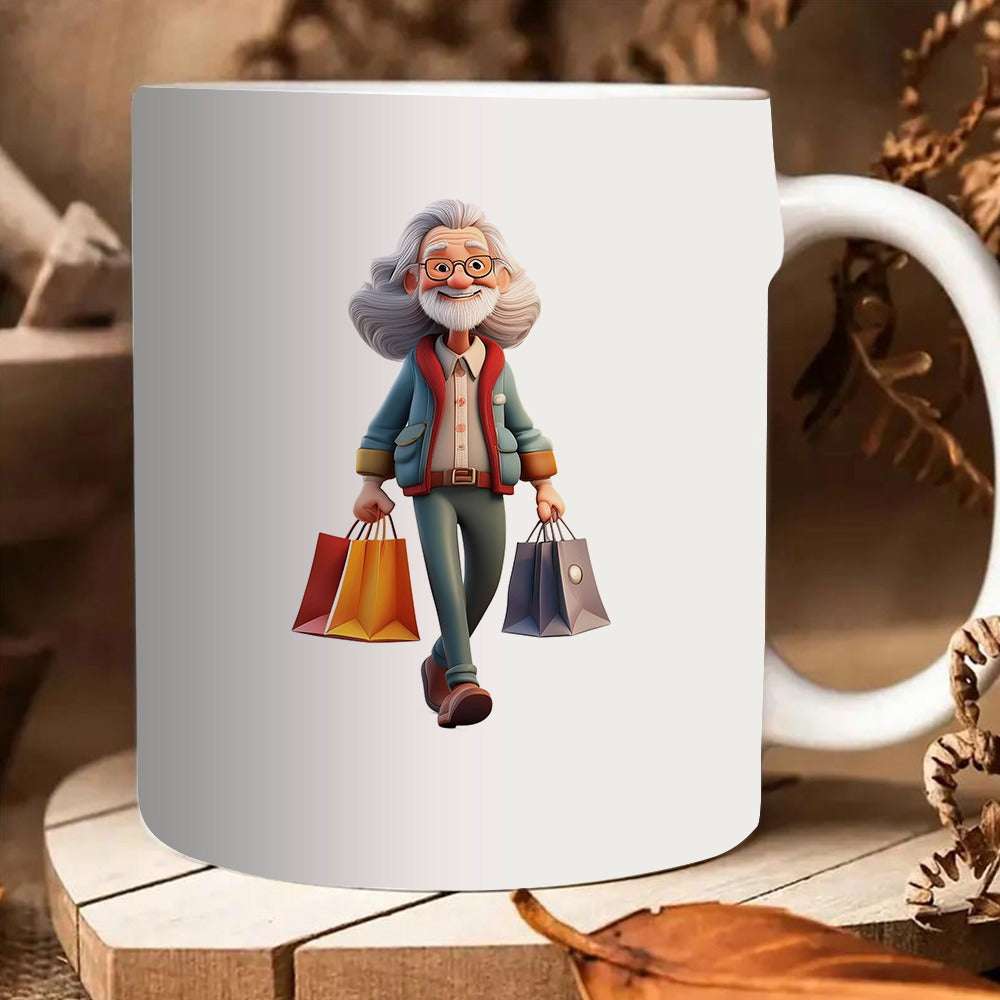 Tailorly White Ceramic 11 oz Mug - elegant pattern