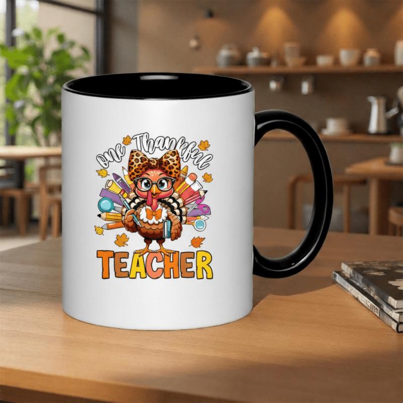 Tailorly Black Accent 11 oz Mug - grateful supplies thanksgiving